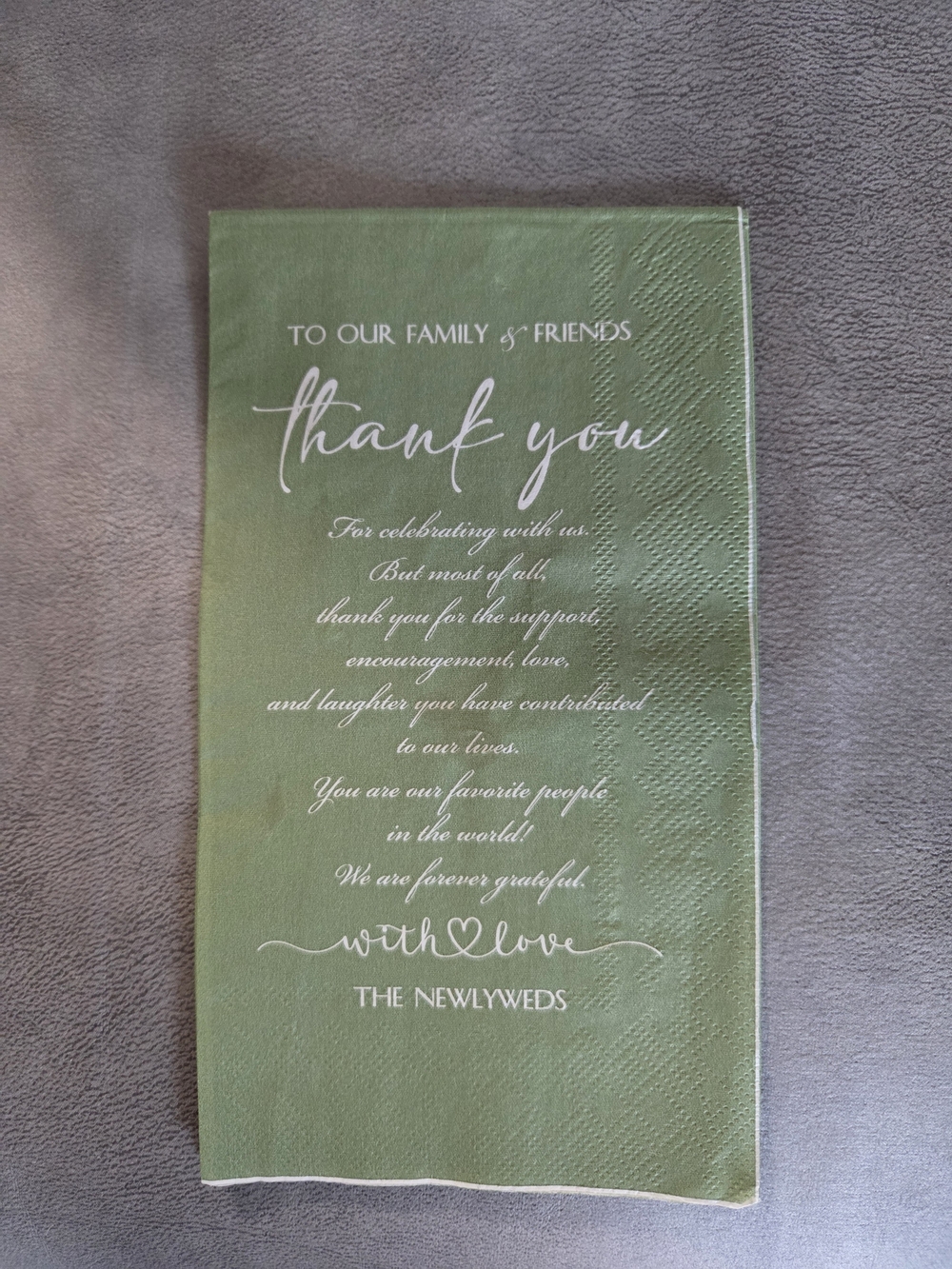Thank You Wedding Napkins - The Newlyweds Green - 29 Count